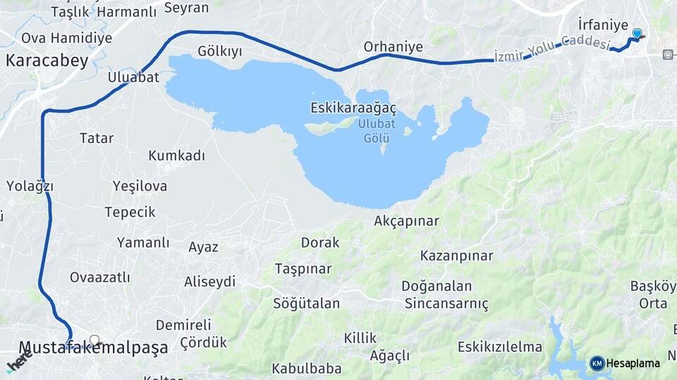 Bursa Nilüfer Görükle Mustafakemalpaşa Arası Kaç Km - Yol Haritası