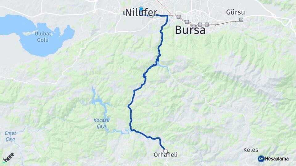 Bursa Nilüfer Orhaneli Arası Kaç Km - Yol Haritası