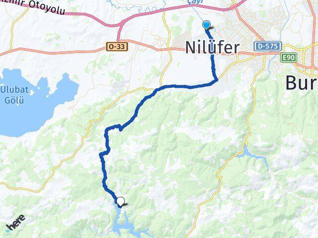 Bursa Nilüfer Özlüce Orhaneli Arası Kaç Km - Yol Haritası