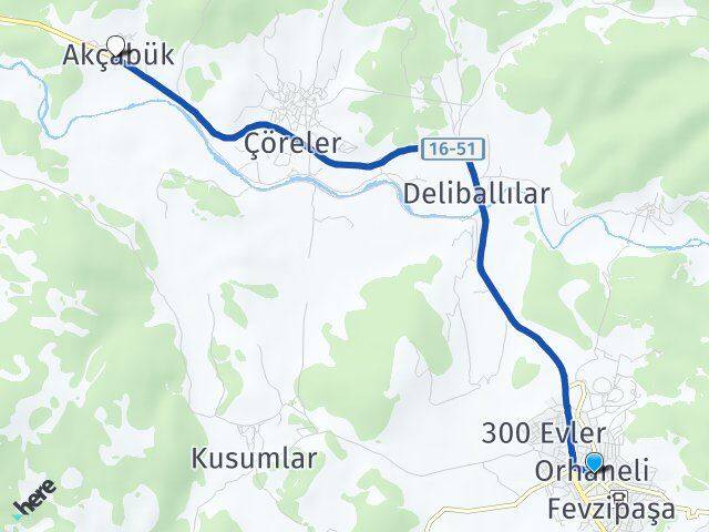 Bursa Orhaneli Akçabük Orhaneli Arası Kaç Km - Yol Haritası