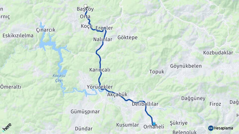 Bursa Orhaneli Başköy Orhaneli Arası Kaç Km - Yol Haritası
