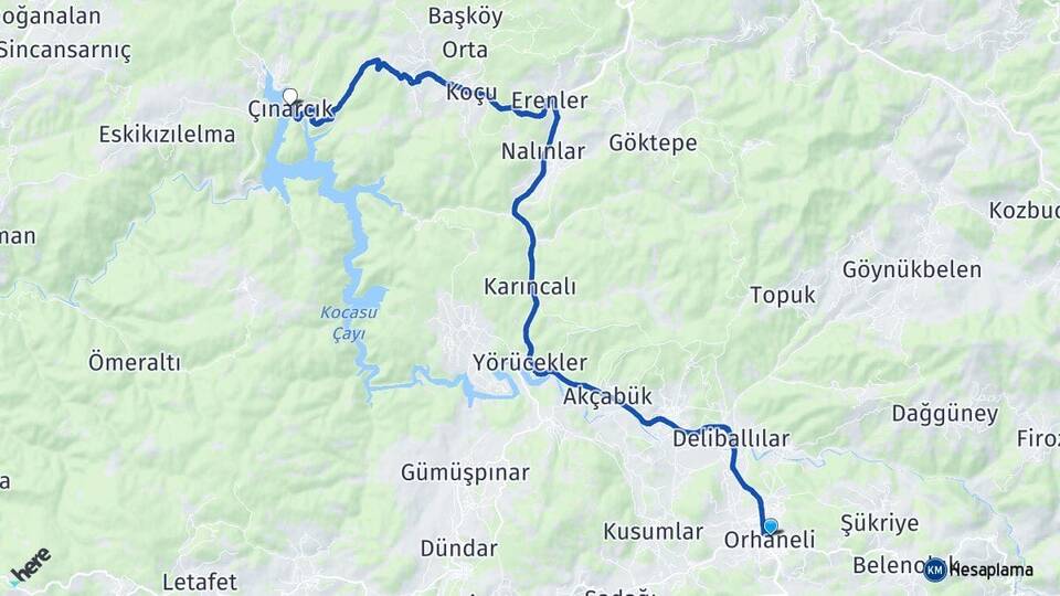 Bursa Orhaneli Çınarcık Orhaneli Arası Kaç Km - Yol Haritası