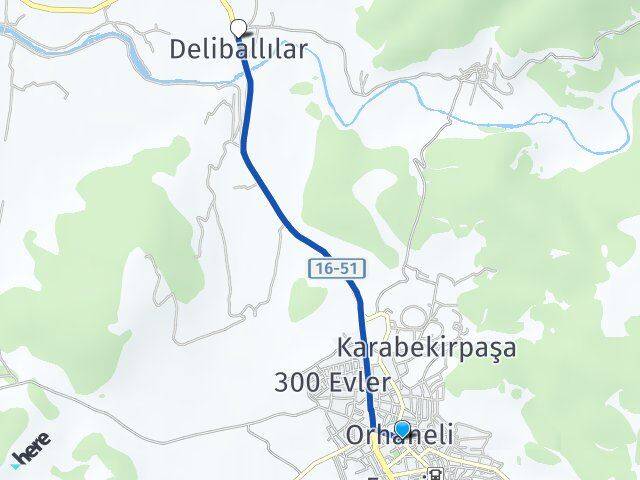 Bursa Orhaneli Deliballılar Orhaneli Arası Kaç Km - Yol Haritası