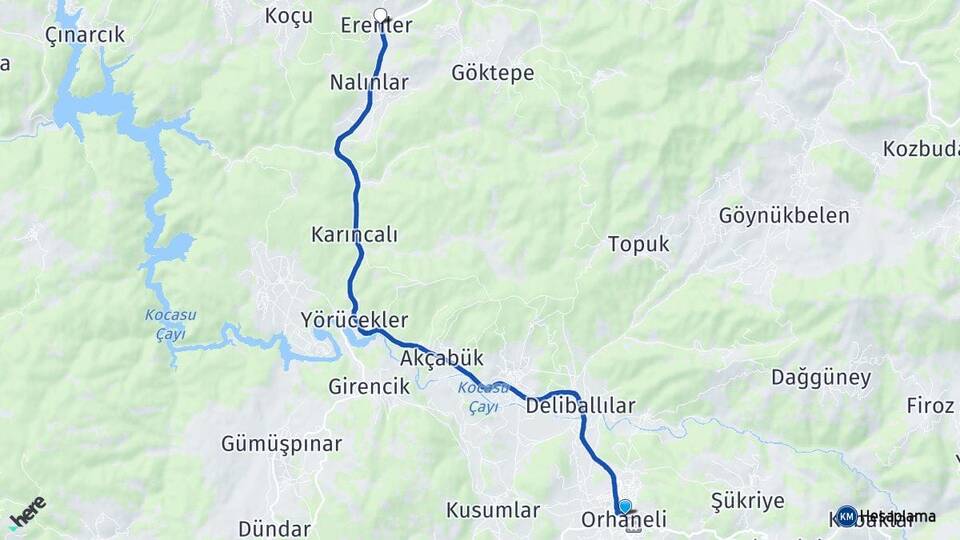Bursa Orhaneli Erenler Orhaneli Arası Kaç Km - Yol Haritası
