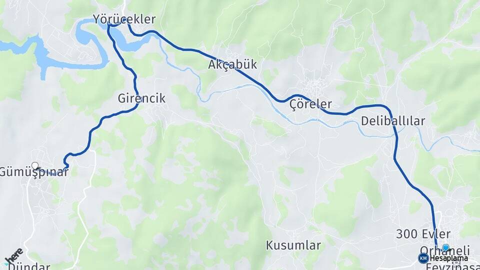 Bursa Orhaneli Gümüşpınar Orhaneli Arası Kaç Km - Yol Haritası