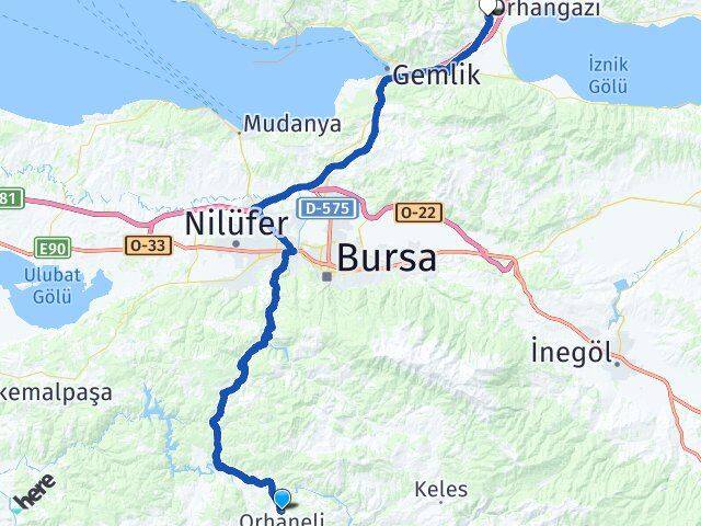 Bursa Orhaneli Orhangazi Arası Kaç Km - Yol Haritası