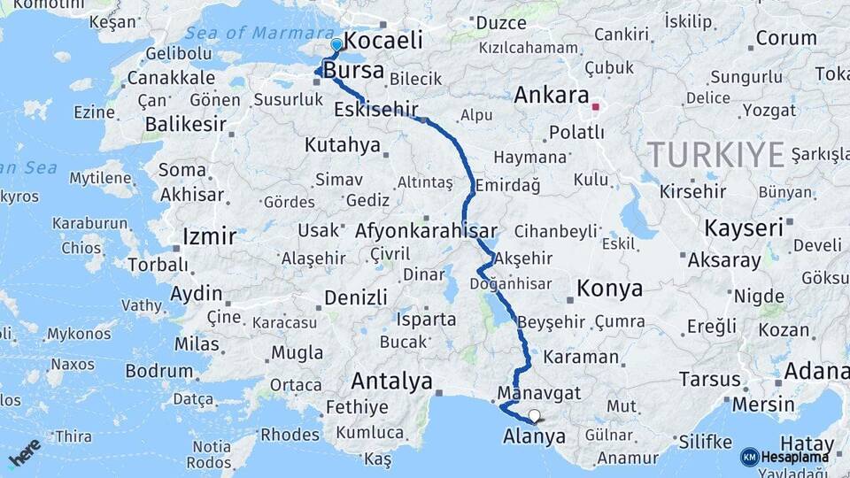 Bursa Orhangazi Alanya Antalya Arası Kaç Saat? Yol Haritası, Yakıt, Rota ve Mesafe Hesaplama Bursa Orhangazi Alanya Antalya Arası Kaç Km? Kaç Saat? Yol Haritası