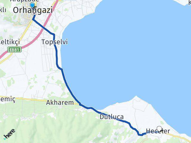 Bursa Orhangazi Heceler Orhangazi Arası Kaç Km - Yol Haritası