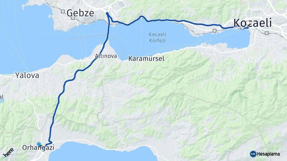Bursa Orhangazi İzmit Kocaeli Arası Kaç Km - Yol Haritası