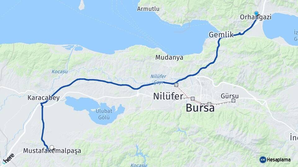 Bursa Orhangazi Mustafakemalpaşa Arası Kaç Km - Yol Haritası