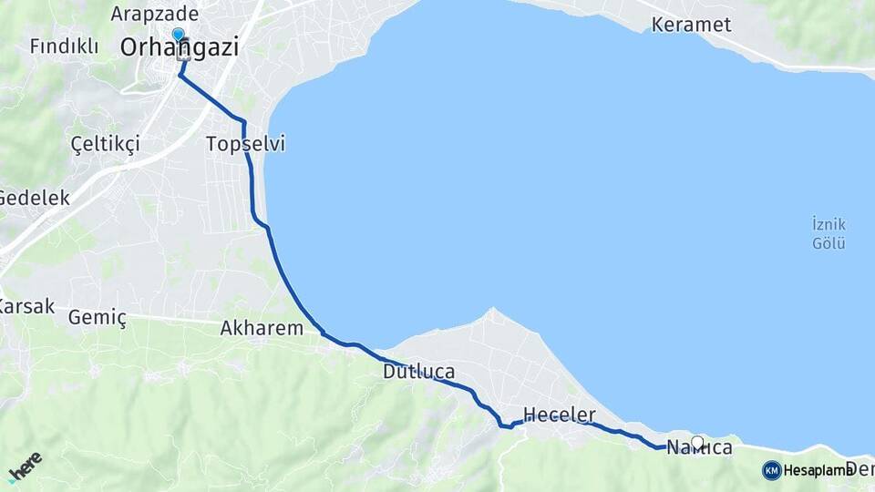 Bursa Orhangazi Narlıca Orhangazi Arası Kaç Km - Yol Haritası