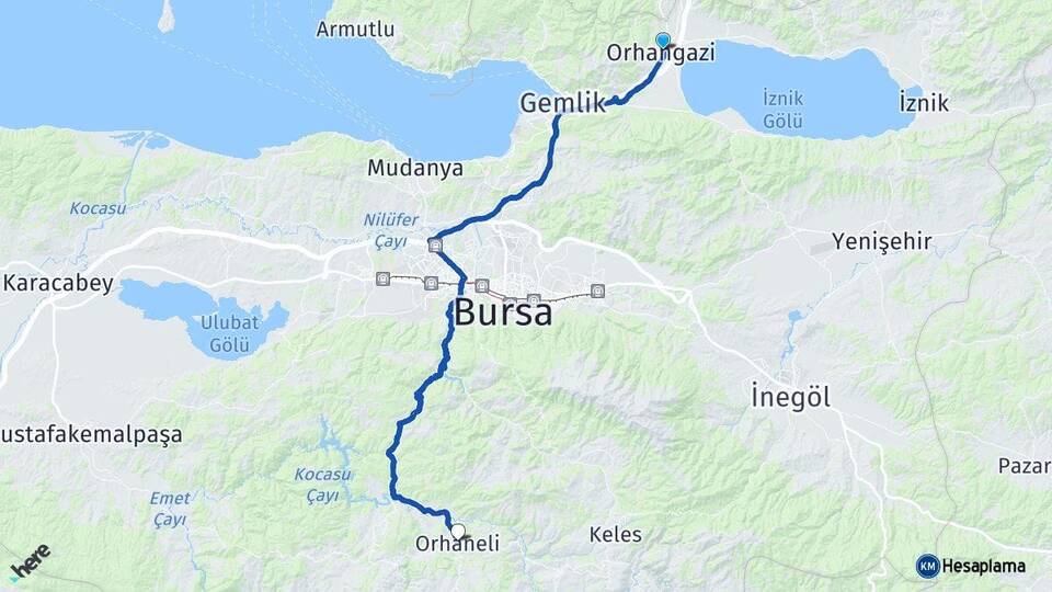 Bursa Orhangazi Orhaneli Arası Kaç Km - Yol Haritası