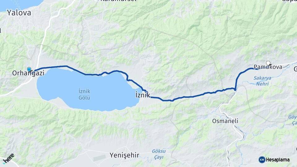Bursa Orhangazi Pamukova Sakarya Arası Kaç Km - Yol Haritası