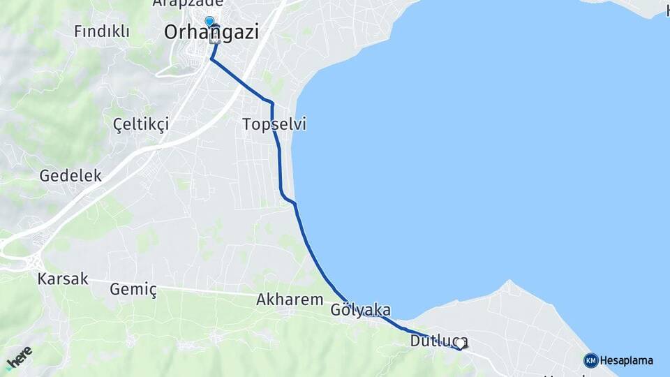 Bursa Orhangazi Yenisölöz Orhangazi Arası Kaç Km - Yol Haritası