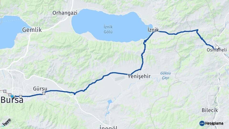 Bursa Osmaneli Bilecik Arası Kaç Km - Yol Haritası