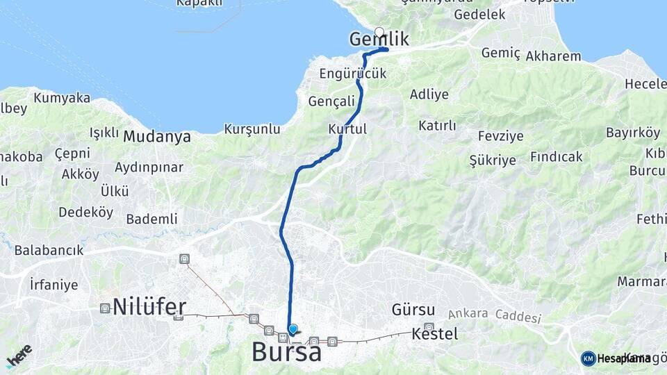 Bursa Osmangazi Gemlik Arası Kaç Km - Yol Haritası