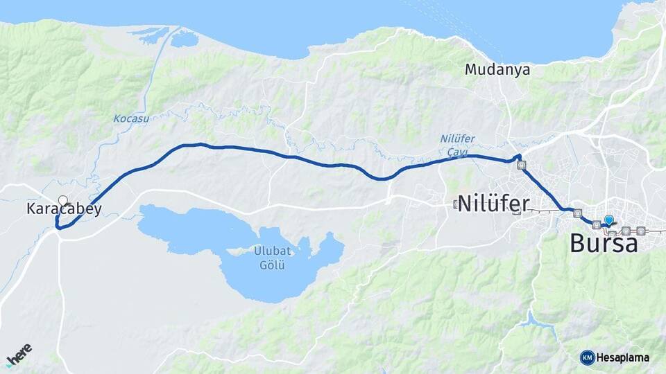 Bursa Osmangazi Karacabey Arası Kaç Km - Yol Haritası