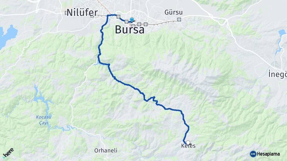 Bursa Osmangazi Keles Arası Kaç Km - Yol Haritası