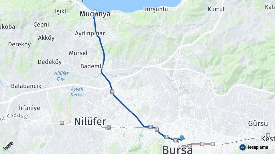 Bursa Osmangazi Mudanya Arası Kaç Km - Yol Haritası