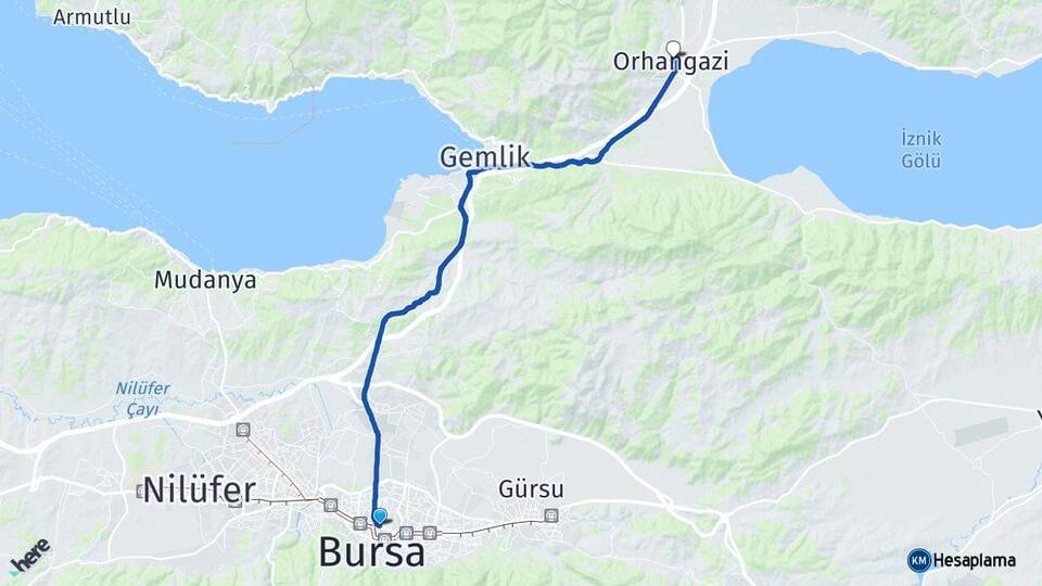 Bursa Osmangazi Orhangazi Arası Kaç Km - Yol Haritası