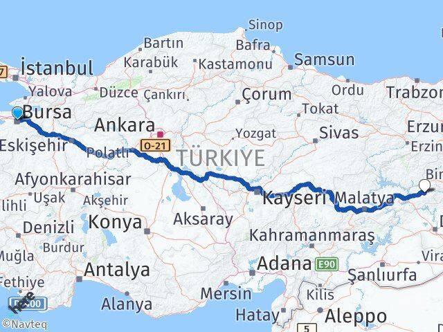 Bursa Palu Elazığ Arası Kaç Km - Yol Haritası