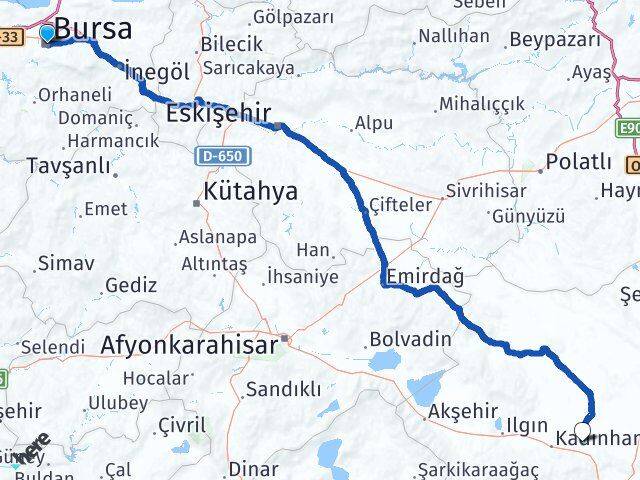Bursa Sarayönü Konya Arası Kaç Km - Yol Haritası