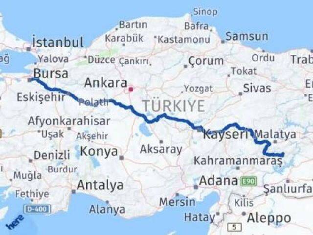 Bursa Sincik Adıyaman Arası Kaç Km - Yol Haritası