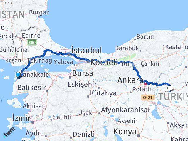 Çanakkale Akçakent Kırşehir Arası Kaç Km - Yol Haritası