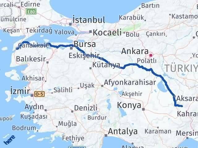 Çanakkale Altunhisar Niğde Arası Kaç Km - Yol Haritası