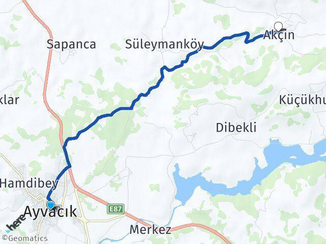 Çanakkale Ayvacık Akçin Ayvacık Arası Kaç Km - Yol Haritası