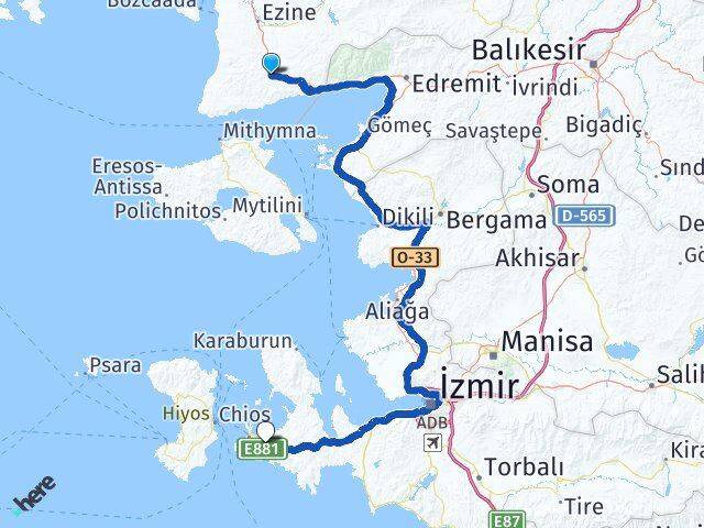 Çanakkale Ayvacık Alaçatı Çeşme İzmir Arası Kaç Km - Yol Haritası