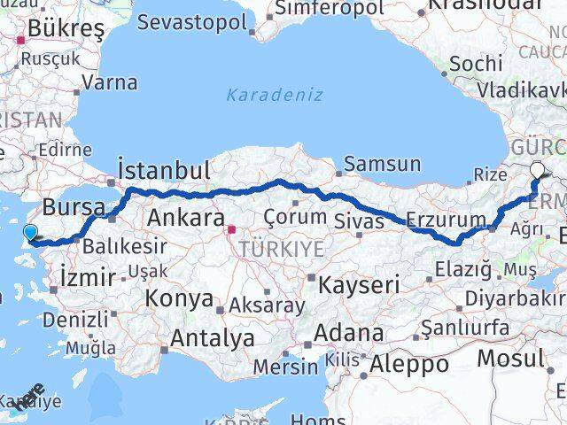Çanakkale Ayvacık Ardahan Arası Kaç Km - Yol Haritası
