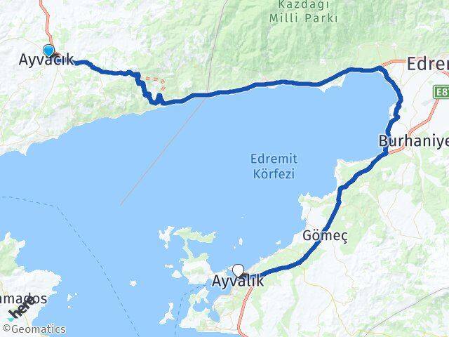 Çanakkale Ayvacık Ayvalık Balıkesir Arası Kaç Km - Yol Haritası