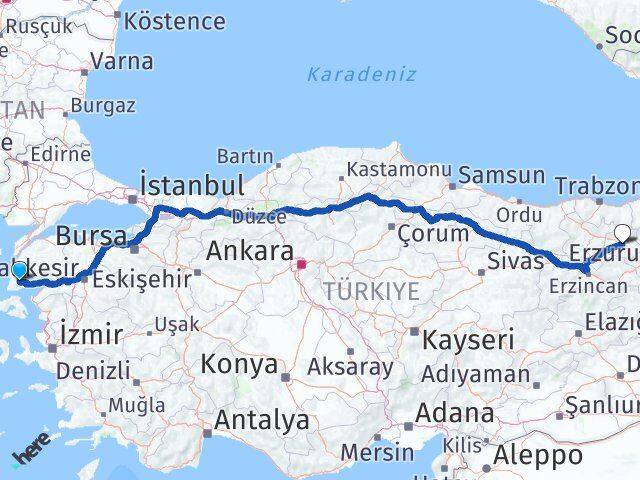 Çanakkale Ayvacık Bayburt Arası Kaç Km - Yol Haritası