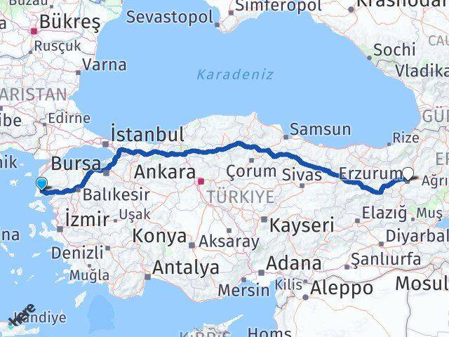 Çanakkale Ayvacık Erzurum Arası Kaç Km - Yol Haritası
