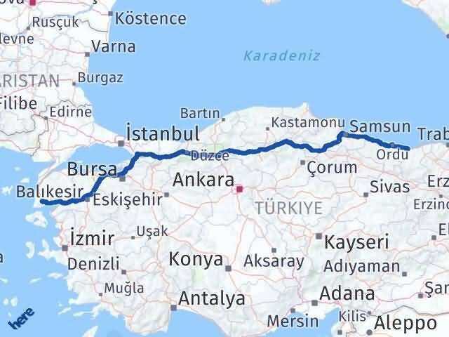 Çanakkale Ayvacık Giresun Arası Kaç Km - Yol Haritası