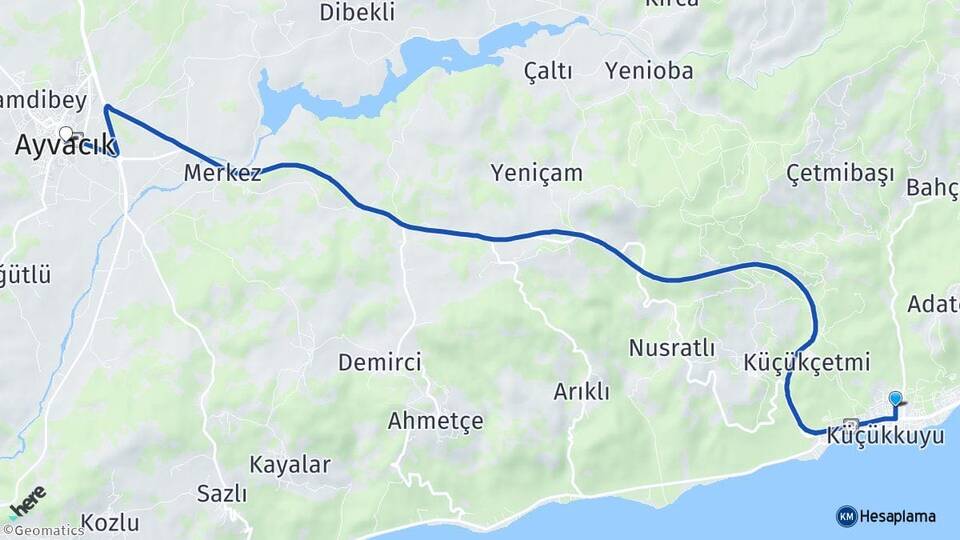 Çanakkale Ayvacık Gökçetepe Ayvacık Arası Kaç Km - Yol Haritası