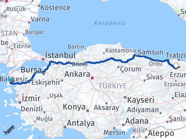 Çanakkale Ayvacık Gümüşhane Arası Kaç Km - Yol Haritası