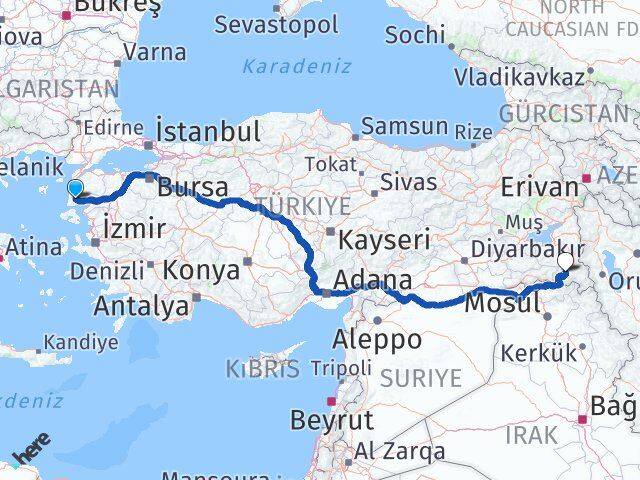 Çanakkale Ayvacık Hakkari Arası Kaç Km - Yol Haritası