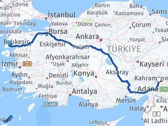 Çanakkale Ayvacık Namık Kemal Dulkadiroğlu Kahramanmaraş Arası Kaç Km - Yol Haritası