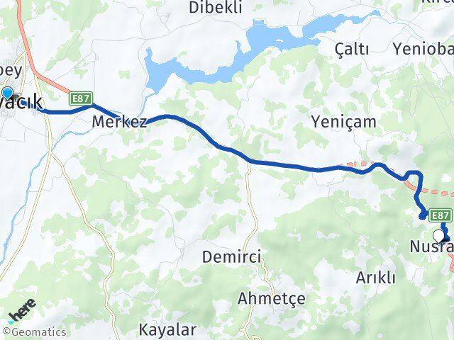 Çanakkale Ayvacık Nusratlı Ayvacık Arası Kaç Km - Yol Haritası