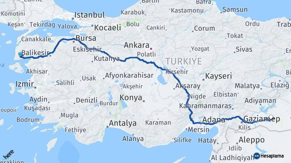 Çanakkale Ayvacık Şanlıurfa Arası Kaç Km - Yol Haritası