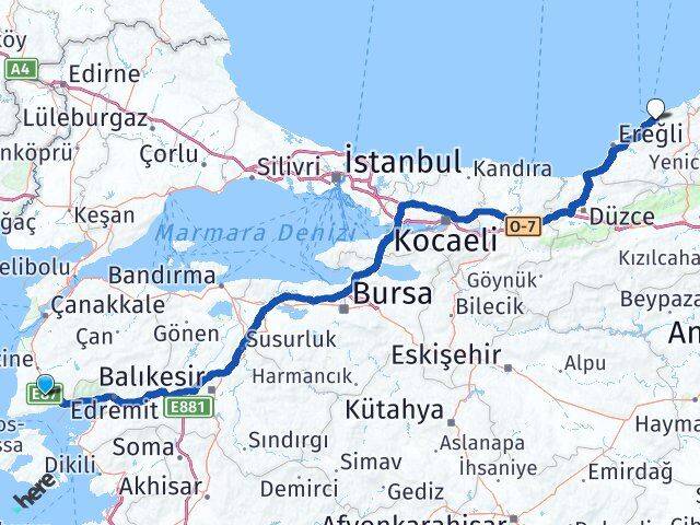 Çanakkale Ayvacık Zonguldak Arası Kaç Km - Yol Haritası