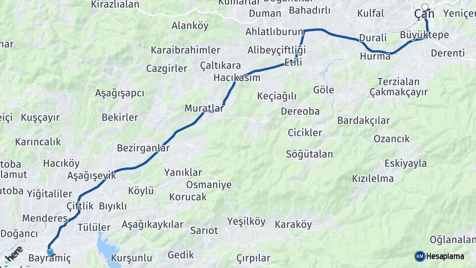 Çanakkale Bayramiç Çan Arası Kaç Km? Arası Kaç Saat? Nerede Yol Haritası Yakıt, Rota ve Mesafe Hesaplama Çanakkale Bayramiç Çan Arası Kaç Km? Arası Kaç Km Saat? Nerede Yol Haritası Yakıt, Rota ve Mesafe Hesaplama