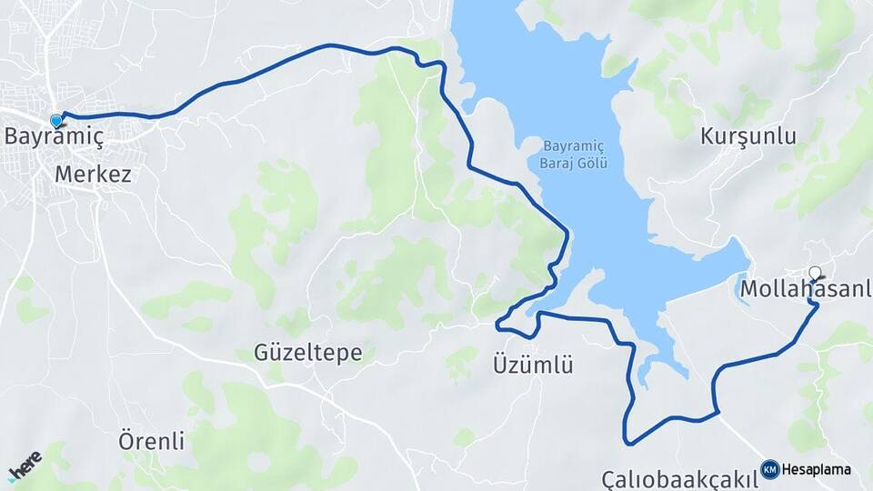 Çanakkale Bayramiç Mollahasanlar Bayramiç Arası Kaç Km - Yol Haritası