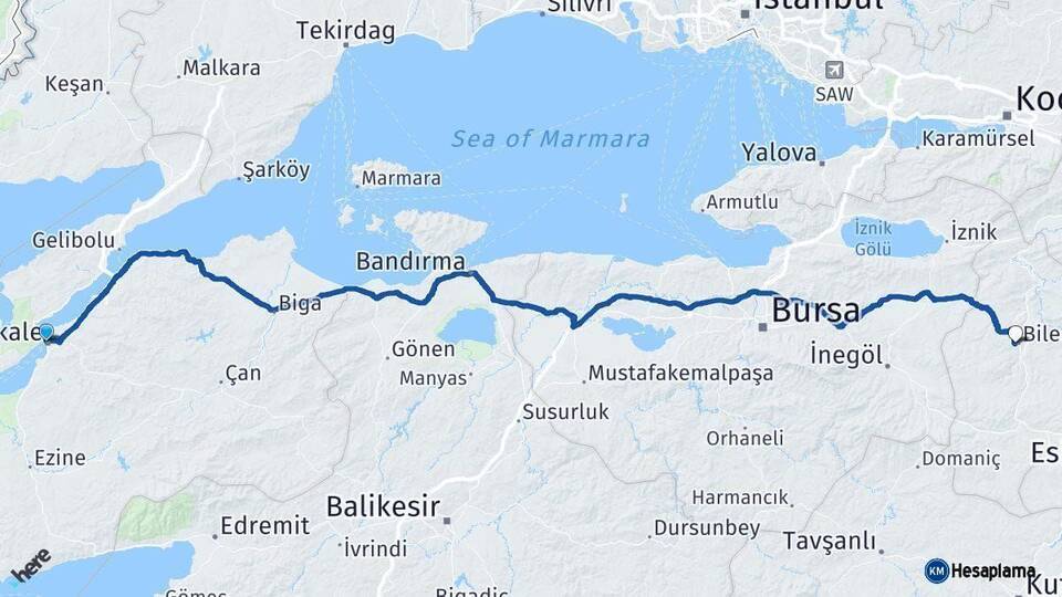 Çanakkale Bilecik Arası Kaç Saat? Yol Haritası, Yakıt, Rota ve Mesafe Hesaplama Çanakkale Bilecik Arası Kaç Km? Kaç Saat? Yol Haritası