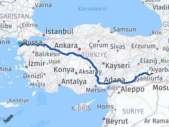 Çanakkale Çınar Diyarbakır Arası Kaç Km - Yol Haritası