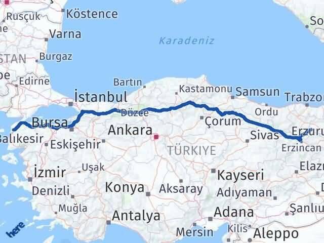 Çanakkale Demirözü Bayburt Arası Kaç Km - Yol Haritası