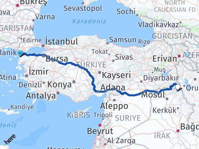 Çanakkale Derecik Hakkari Arası Kaç Km - Yol Haritası