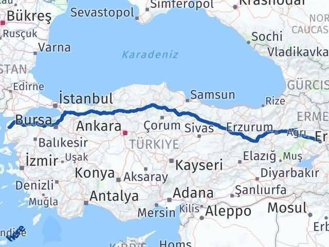 Çanakkale Diyadin Ağrı Arası Kaç Km - Yol Haritası
